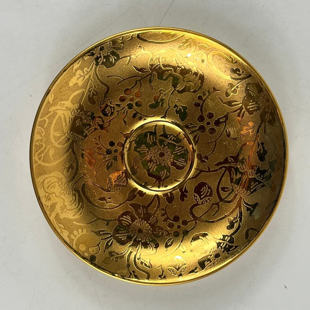 Stouffer Fine China 24K Gold Floral Embossed Saucer Plate 4.5" Vintage Ornate